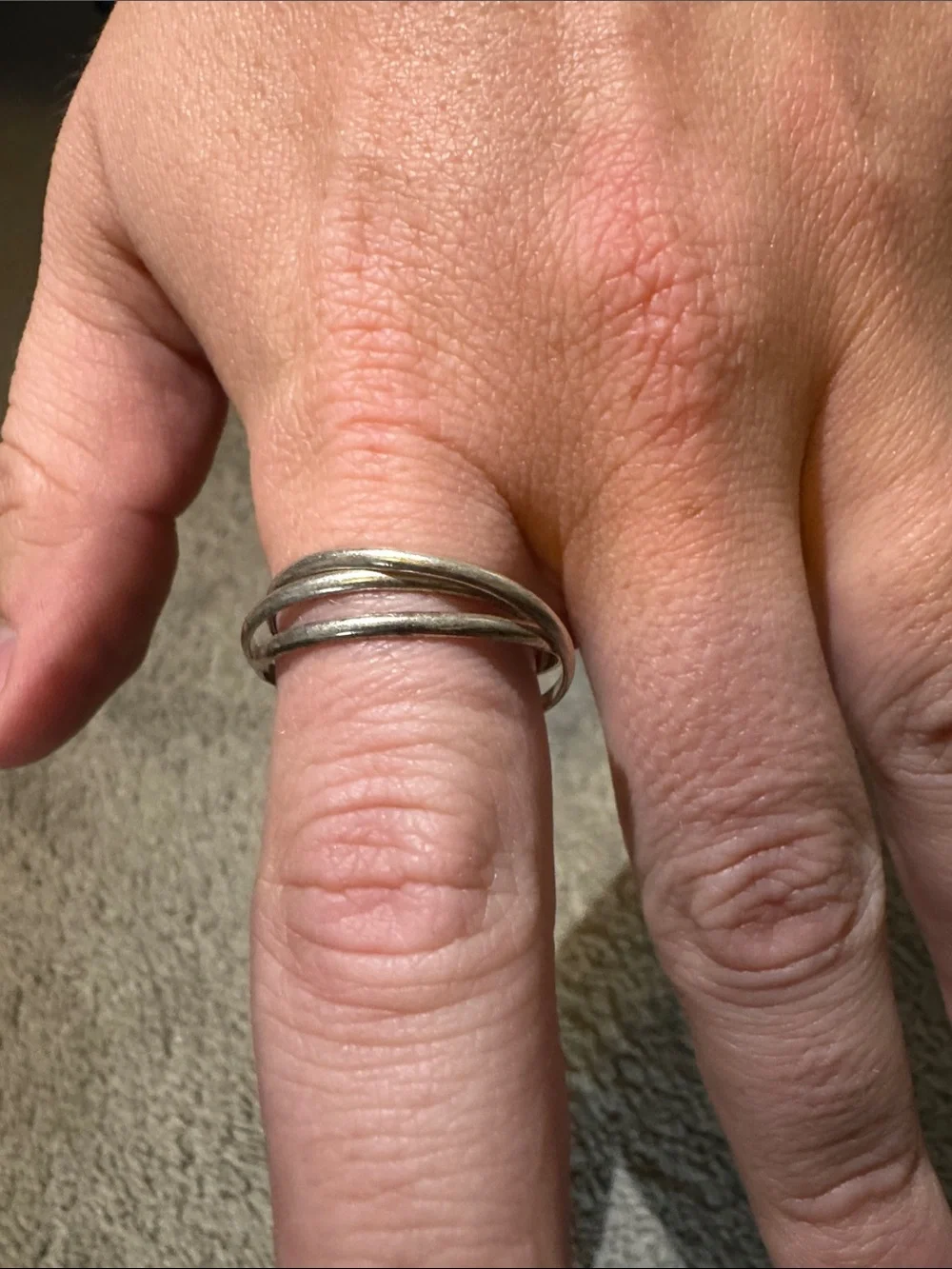 Men's Intertwined Silver Tone Band Rings - Layered Minimalist Set